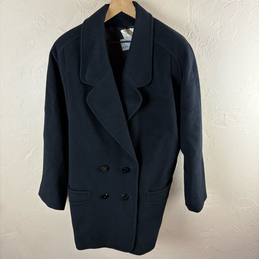 Vintage James Pringle Scotland Wool Cashmere Double Breasted Peacoat Coat 12